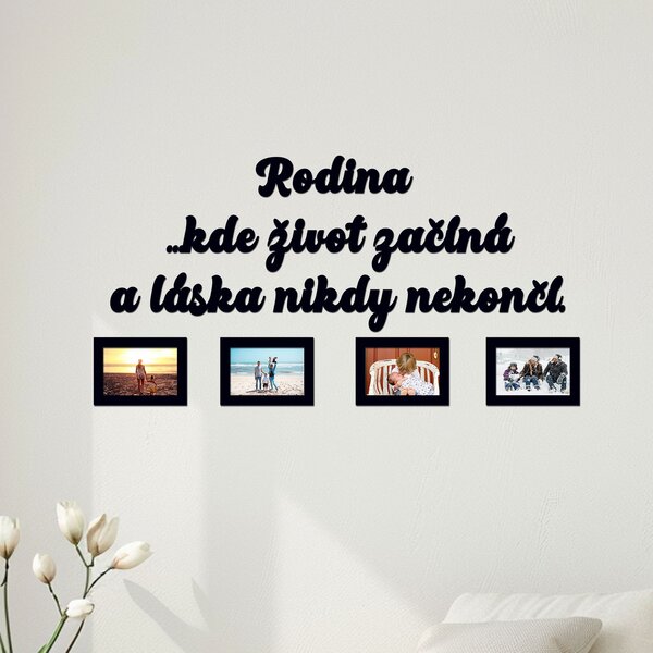 Dřevěný fotorámeček Rodina kde života začíná Zvolte barvu dekoru: Javor | Rozměry (cm)grafie: 9x13