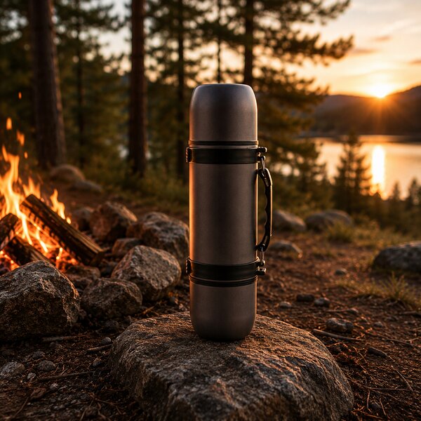 Outdoorová termoska s ramenním popruhem, 700 ml, Swiss Peak, šedá