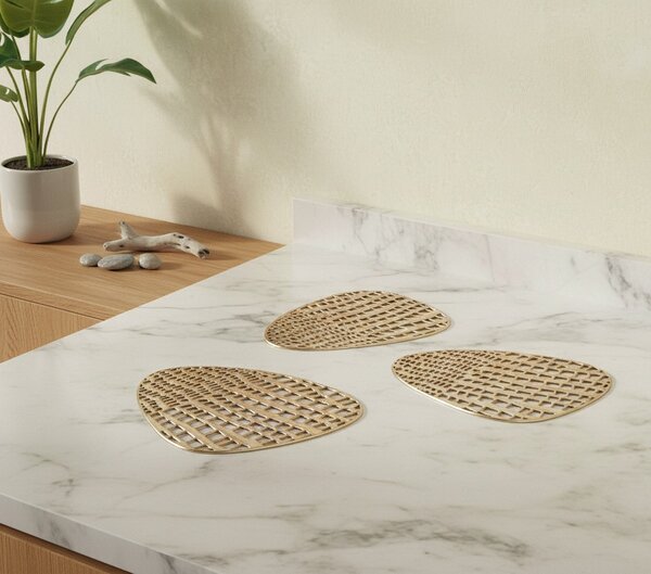 Mondex Sada podtácků pod hrnek 10 x 13 cm zlatá