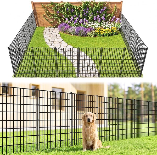 Zahradní plot - Kovový - 5 panelů - 3,5 m - 102 cm vysoký - Ohrazení pro domácí zvířata a záhony