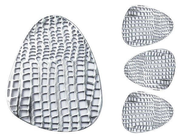 Mondex Sada podtácků pod hrnek 10 x 13 cm stříbrná