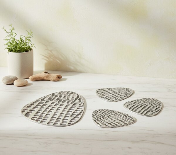 Mondex Sada podtácků pod hrnek 10 x 13 cm stříbrná