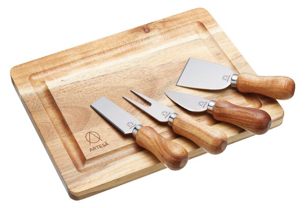Prkénko na sýry s noži KitchenCraft Artesà, sada 5 ks, akáciové dřevo ARTCB5PC