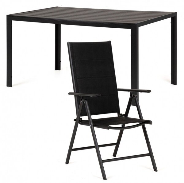 Hector Sada zahradního nábytku - stůl 190 cm + 8 židlí Dizu černá