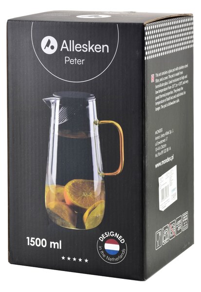 Affekdesign Skleněný džbán Semet 1,5 l šedý/zlatý