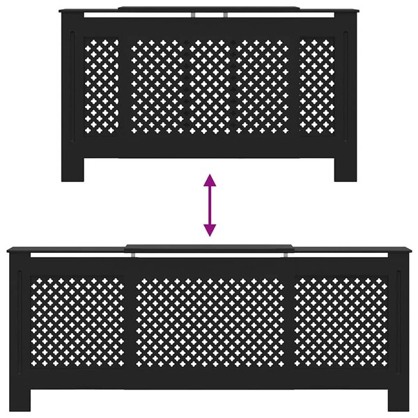 Kryt na radiátor MDF černý 205 cm 325556