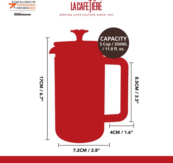 KitchenCraft French Press La Cafetiere PISA na 3 šálky, nerez ocel LCPISA3CPSIL