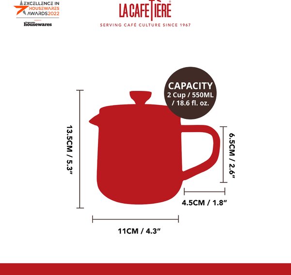 KitchenCraft Čajová konvice na sypané čaje La Cafetière, 550 ml LCTEAGLS2CP