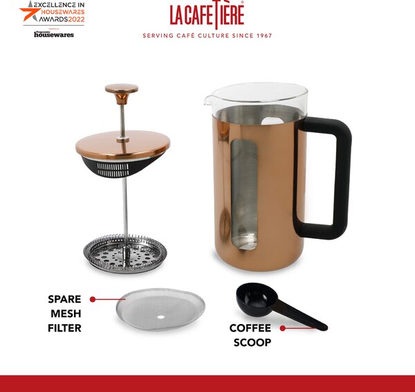 KitchenCraft French Press La Cafetiere PISA na 8 šálků, měděná LCPISA8CPCOP