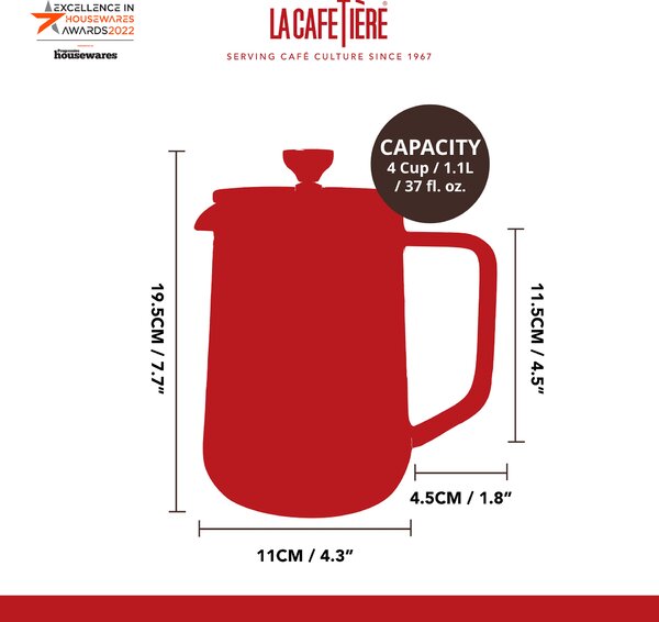 KitchenCraft Čajová konvice na sypané čaje La Cafetière, 1100 ml LCTEAGLS4CP