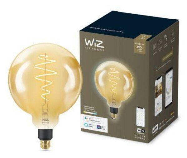 LED Žárovka WiZ Tunable White Filament Amber 8718699786830 E27 G200 6,5-25W 390lm 2000-5000K, stmívatelná