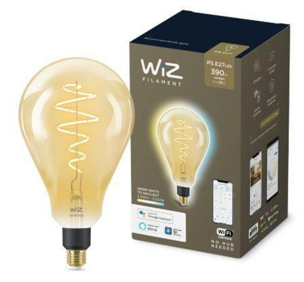 LED Žárovka WiZ Tunable White Filament Amber 8718699786854 E27 PS160 6,5-25W 390lm 2000-5000K, stmívatelná