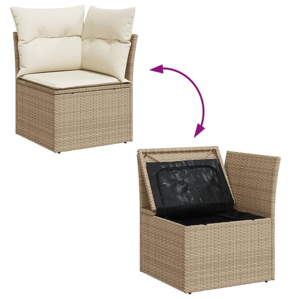 9dílná zahradní sedací souprava s poduškami béžová polyratan 3256072