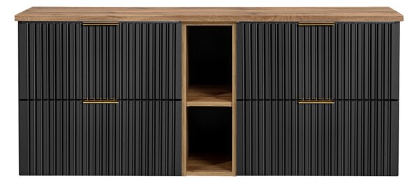 Comad Koupelnová skříňka pod deskové umyvadlo Adel Black SET - ADB B WOTAN II. 140 černá/dub wotan