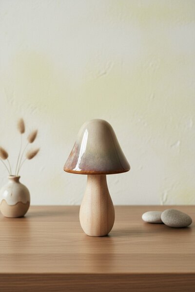Mondex Keramická figurka houby MAVE 11,7x21,5 cm hnědá