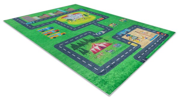 Dětský koberec protiskluzový BAMBINO 2660 zelený / šedý