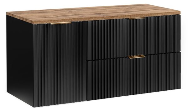 Comad Koupelnová skříňka pod deskové umyvadlo s košem na prádlo Adel Black SET-ADB B WOTAN LB 120 černá/dub wotan