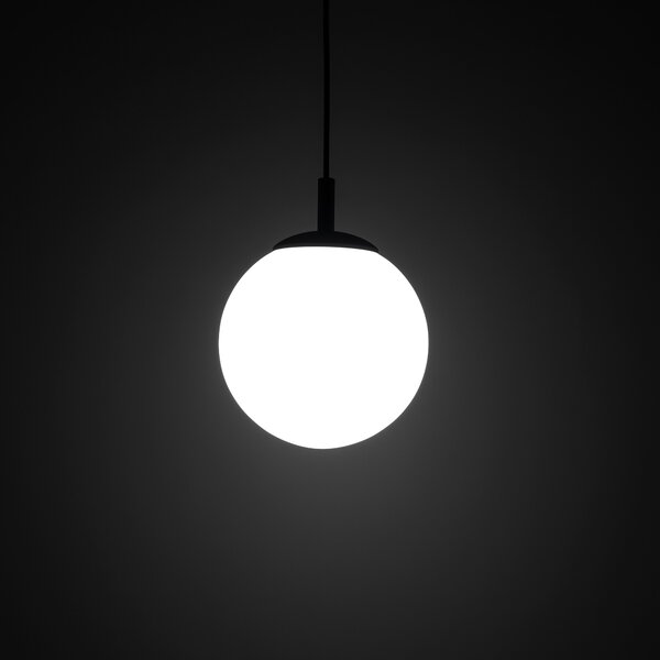 TK Lighting Černý závěsný lustr Esme s bílým stínidlem 250mm pro žárovku E27 TK5669