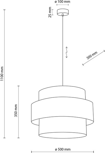 TK Lighting Calisto závěsné svítidlo 3x15 W černá-béžová 5402