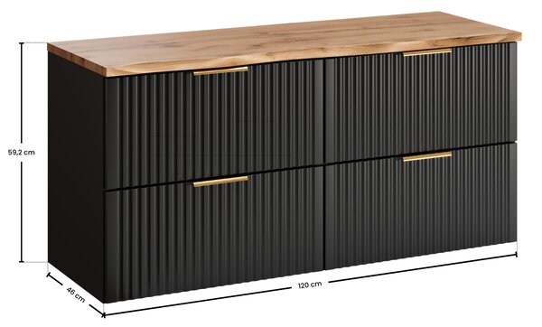 Comad Koupelnová skříňka pod deskové umyvadlo Adel Black SET-ADB B NAT 120 černá/dub wotan