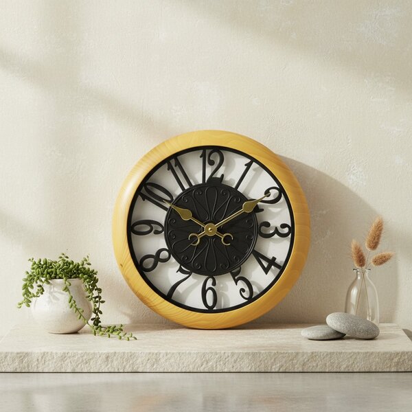 Mondex Nástěnné hodiny RAMSEY 35,5 cm hnědé/černé