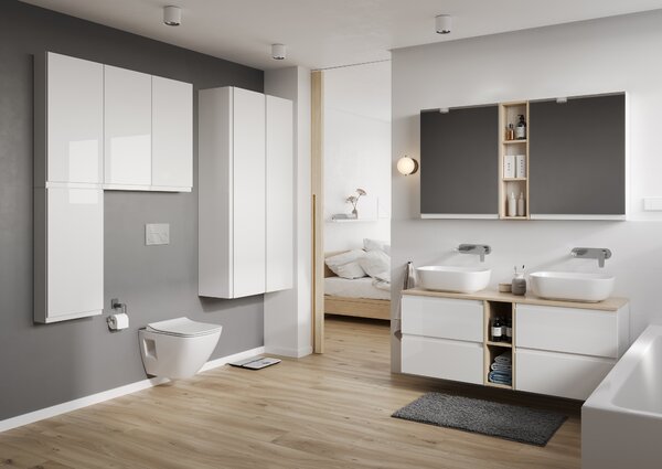 Cersanit Moduo skříňka 59.4x14.1x80 cm boční závěsná bílá S590-016-DSM