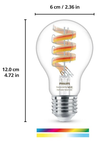 WiZ LED žárovka E27 A60 6,3W 470lm 2200-6500K RGB IP20, stmívatelná