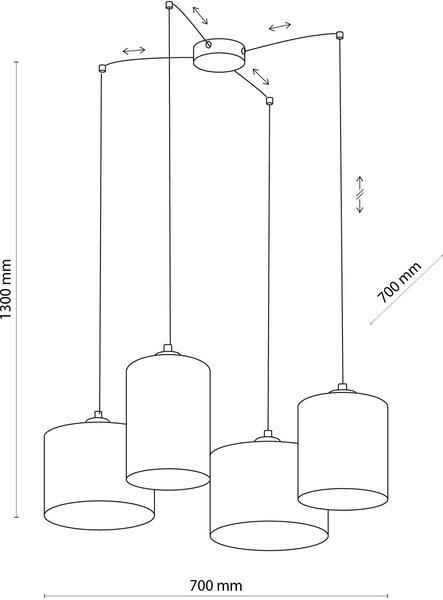 TK Lighting Juta závěsné svítidlo 4x15 W hnědá 6585