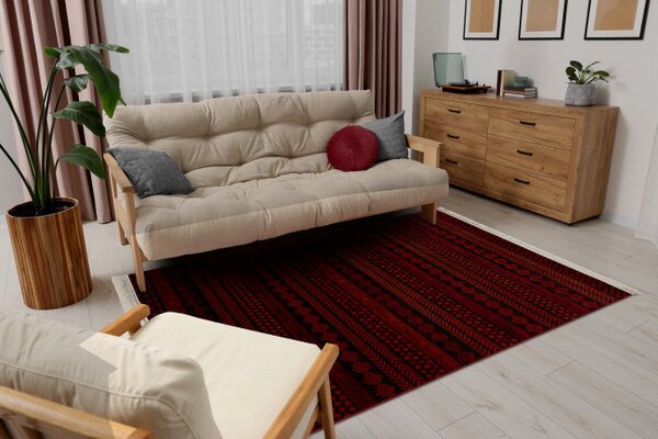 Koberec ORIENT 5132 s třásněmi / orientální, bordó / černý