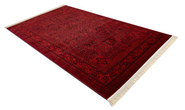 Koberec ORIENT 5365 s třásněmi, rám / orientální, bordó / černý