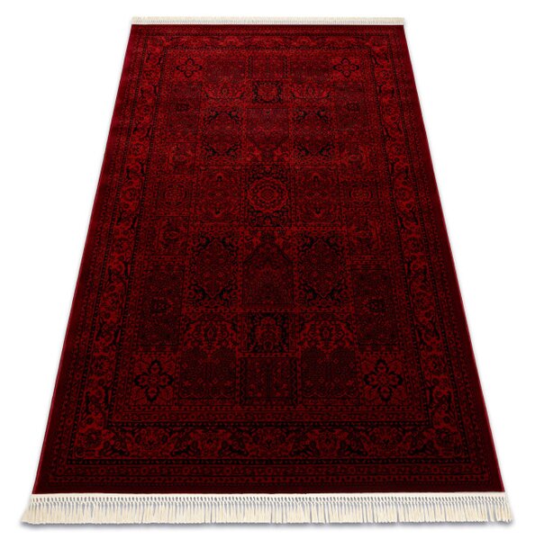 Koberec ORIENT 5365 s třásněmi, rám / orientální, bordó / černý