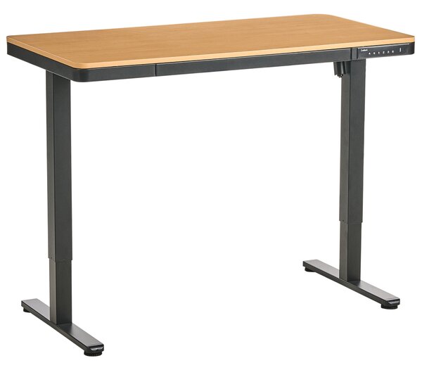 Elektricky výškově nastavitelný pracovní stůl PENLY Černá/Světle hnědá 120 cm 60 cm s USB portem
