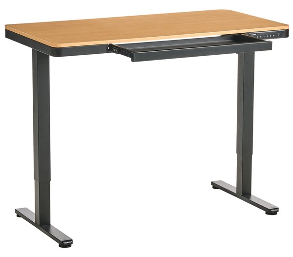 Elektricky výškově nastavitelný pracovní stůl PENLY Černá/Světle hnědá 120 cm 60 cm s USB portem