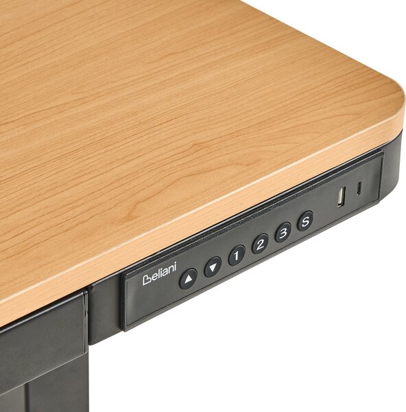 Elektricky výškově nastavitelný pracovní stůl PENLY Černá/Světle hnědá 120 cm 60 cm s USB portem