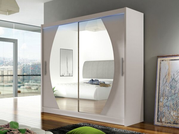 Skříň s posuvnými dveřmi London IV, Barva: černá, Osvětlení: osvětlení LED RGB - barevné 5902928553154