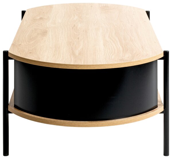 KONFERENČNÍ STOLEK, černá, barvy dubu, kov, kompozitní dřevo, 100/54/37 cm - Konferenční stolky, Online Only