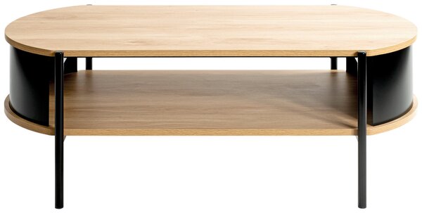 KONFERENČNÍ STOLEK, černá, barvy dubu, kov, kompozitní dřevo, 100/54/37 cm - Konferenční stolky, Online Only