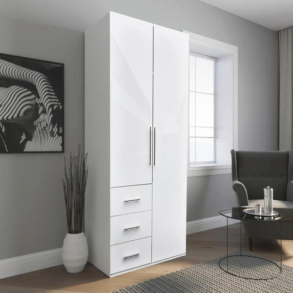 ŠATNÍ SKŘÍŇ, bílá, vysoce lesklá bílá, 98/219/59 cm Carryhome - Šatní skříně, Online Only