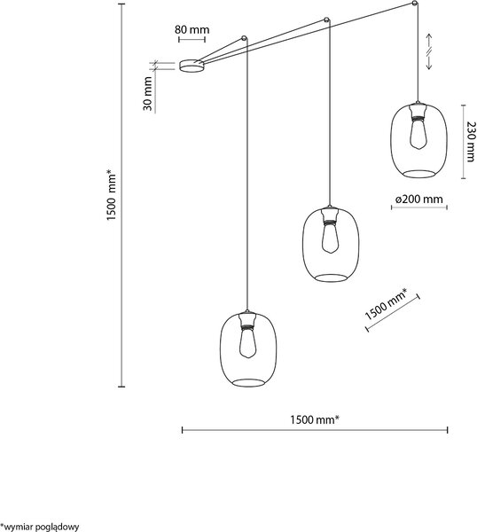TK Lighting Elio závěsné svítidlo 3x15 W černá 5972