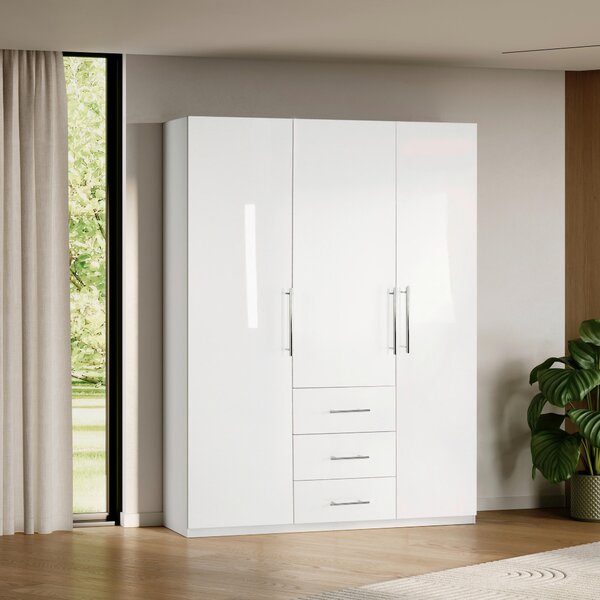 ŠATNÍ SKŘÍŇ, bílá, vysoce lesklá bílá, 147/219/59 cm Carryhome - Šatní skříně, Online Only