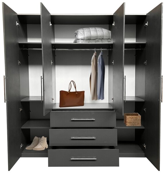 ŠATNÍ SKŘÍŇ, antracitová, vysoce lesklá antracitová, 196/219/59 cm Carryhome - Šatní skříně, Online Only