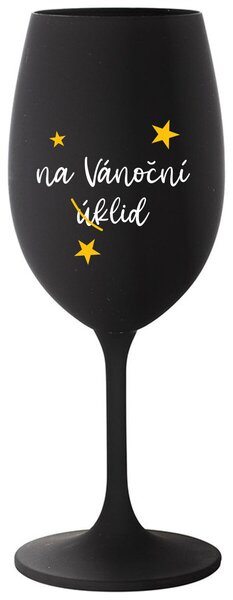 NA VÁNOČNÍ ÚKLID - černá sklenice na víno 350 ml