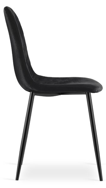 Jídelní set 1 + 4, černý stůl ADRIA 120x80 cm + černá sametová židle ASTI s černými nohami