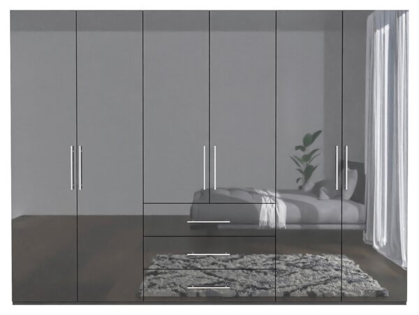 ŠATNÍ SKŘÍŇ, antracitová, vysoce lesklá antracitová, 294/219/59 cm Carryhome - Šatní skříně, Online Only