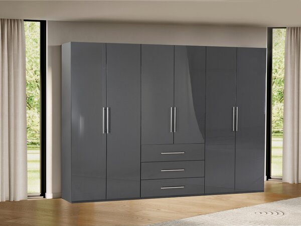 ŠATNÍ SKŘÍŇ, antracitová, vysoce lesklá antracitová, 294/219/59 cm Carryhome - Šatní skříně, Online Only