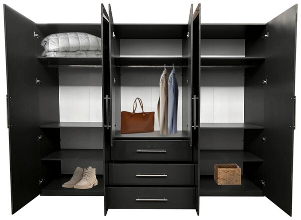 ŠATNÍ SKŘÍŇ, antracitová, vysoce lesklá antracitová, 294/219/59 cm Carryhome - Šatní skříně, Online Only