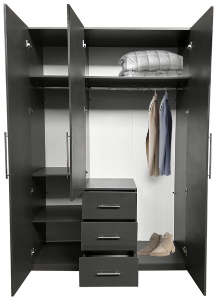 ŠATNÍ SKŘÍŇ, antracitová, vysoce lesklá antracitová, 147/219/59 cm Carryhome - Šatní skříně, Online Only