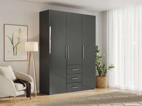 ŠATNÍ SKŘÍŇ, antracitová, vysoce lesklá antracitová, 147/219/59 cm Carryhome - Šatní skříně, Online Only