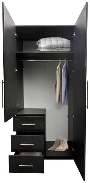 ŠATNÍ SKŘÍŇ, antracitová, vysoce lesklá antracitová, 98/219/59 cm Carryhome - Šatní skříně, Online Only