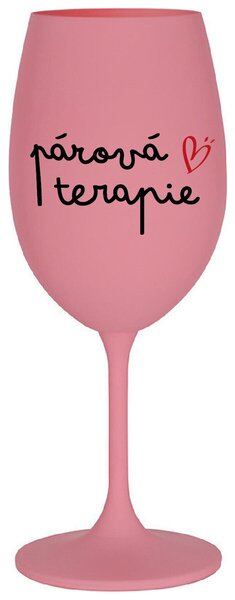 PÁROVÁ TERAPIE - růžová vtipná sklenice na víno 350 ml